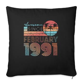 Anniversaire Février 1991 Millésime Février 1991 - Housse de coussin décorative 45 x 45 cm - noir - Devant