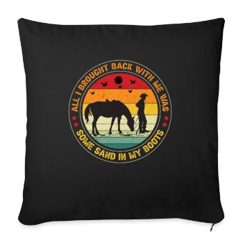 équitation western, reining, quarter horse - Housse de coussin décorative 45 x 45 cm - noir - Devant