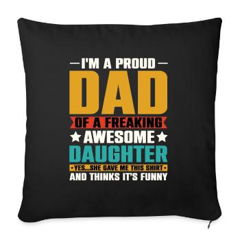 Father's Day Father Daughter Gift Papa Princess - Sofa pillowcase 17,3'' x 17,3'' (45 x 45 cm) - black - Front