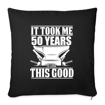 Forgeron de 50 ans 100% testé qualité et - Housse de coussin décorative 45 x 45 cm - noir - Devant