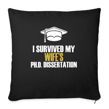 Épouse Mère Docteur Doctorat Plaisir Académique - Housse de coussin décorative 45 x 45 cm - noir - Devant