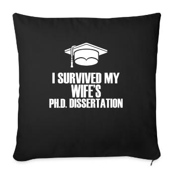 Épouse Mère Docteur Doctorat Plaisir Académique - Housse de coussin décorative 45 x 45 cm - noir - Devant