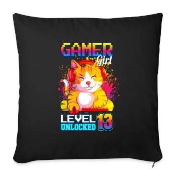 gamer girl 13. Geburtstag Zocken Videospiele - Sofakissenbezug 45 x 45 cm - Schwarz - Vorne