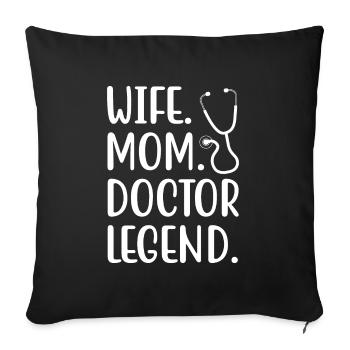 Épouse Mère Docteur Doctorat Plaisir Académique - Housse de coussin décorative 45 x 45 cm - noir - Devant