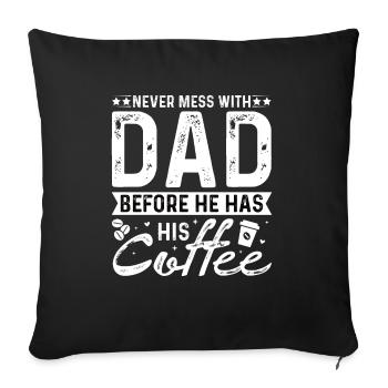 Meilleur monde Papa Père Café Couple Parents Papa - Housse de coussin décorative 45 x 45 cm - noir - Devant