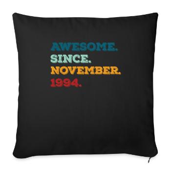 Anniversaire Novembre 1994 Né Année de naissance - Housse de coussin décorative 45 x 45 cm - noir - Devant