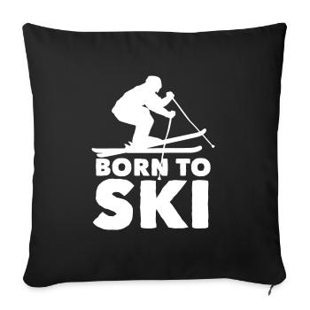 Skiers Downhill Mountains Ski Sport Skis Skiing - Sofa pillowcase 17,3'' x 17,3'' (45 x 45 cm) - black - Front