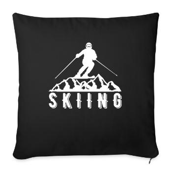 Skiers Downhill Mountains Ski Sport Skis Skiing - Sofa pillowcase 17,3'' x 17,3'' (45 x 45 cm) - black - Front