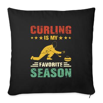 Joueur de curling Stick Shooting Curling Cadeau - Housse de coussin décorative 45 x 45 cm - noir - Devant
