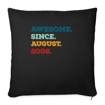 Août 2008 - Anniversaire en août - Housse de coussin décorative 45 x 45 cm - noir - Devant