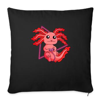 Gamesolotl Video Gamer Kawaii Anime Axolotl - Sofakissenbezug 45 x 45 cm - Schwarz - Vorne