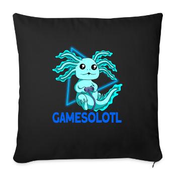 Gamesolotl Video Gamer Kawaii Anime Axolotl - Sofakissenbezug 45 x 45 cm - Schwarz - Vorne