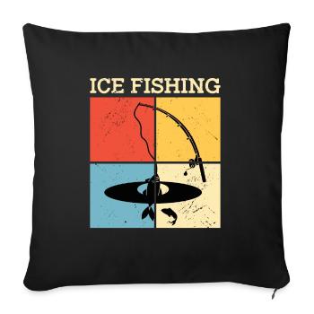 Pêche sur glace Pêche sur glace Pêche sur glace - Housse de coussin décorative 45 x 45 cm - noir - Devant