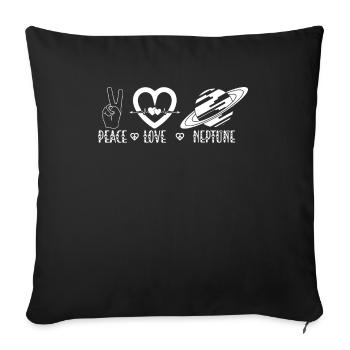 Paix Amour Neptune Planète Espace Galaxie - Housse de coussin décorative 45 x 45 cm - noir - Devant