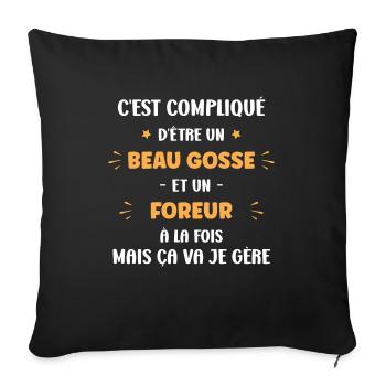 Beau gosse et Foreur - Housse de coussin décorative 45 x 45 cm - noir - Devant