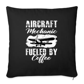 Airplane Mechanic Mechanic Coffee Airplane Hero - Sofa pillowcase 17,3'' x 17,3'' (45 x 45 cm) - black - Front