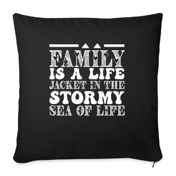 Famille Homme Grand-père Grand-mère Fête de famille Petits-enfants Enfants - Housse de coussin décorative 45 x 45 cm - noir - Devant