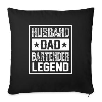 Barman Barman Barista Cadeau Père Papa Papa Papa - Housse de coussin décorative 45 x 45 cm - noir - Devant