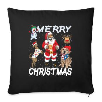 Joyeux Noël Chien Bonhomme de neige Renne - Housse de coussin décorative 45 x 45 cm - noir - Devant