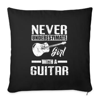 Guitar Girl Music Bass Player Gift Woman - Sofa pillowcase 17,3'' x 17,3'' (45 x 45 cm) - black - Front