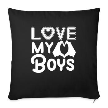 Maman de deux garçons Fête des mères - Housse de coussin décorative 45 x 45 cm - noir - Devant