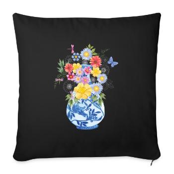 Flower tendrils Vase Bouquet Bouquet Flowers - Sofa pillowcase 17,3'' x 17,3'' (45 x 45 cm) - black - Front