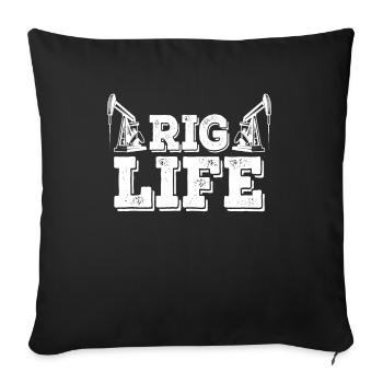 Oil rig oil gas workers drilling oil platform - Sofa pillowcase 17,3'' x 17,3'' (45 x 45 cm) - black - Front