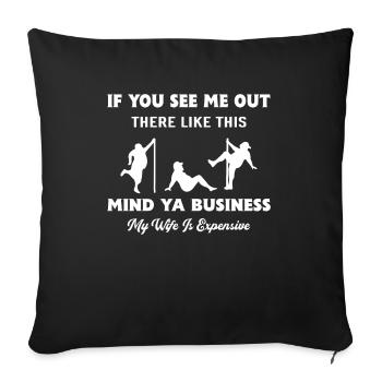 Crazy wife wife mari cadeau drôle - Housse de coussin décorative 45 x 45 cm - noir - Devant