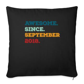 Anniversaire Septembre 2018 Né Année de naissance - Housse de coussin décorative 45 x 45 cm - noir - Devant