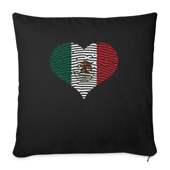 Mexico Flag Heart Mexicans Coat of Arms Flag - Sofa pillowcase 17,3'' x 17,3'' (45 x 45 cm) - black - Front