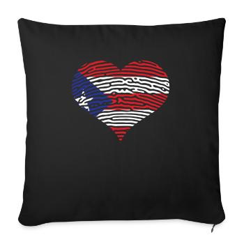 Porto Rico Vintage Flag Heart Caribbean Spanish - Housse de coussin décorative 45 x 45 cm - noir - Devant