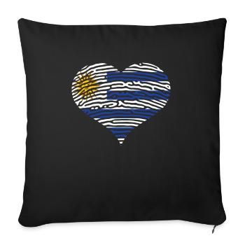 Uruguay Flag Heart Latin America Travel Holidays - Sofa pillowcase 17,3'' x 17,3'' (45 x 45 cm) - black - Front