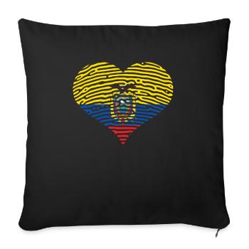 Ecuador Herz Fahne Flagge Spanisch - Sofakissenbezug 45 x 45 cm - Schwarz - Vorne