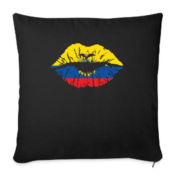 Drapeau du cœur de l’Équateur Drapeau espagnol - Housse de coussin décorative 45 x 45 cm - noir - Devant