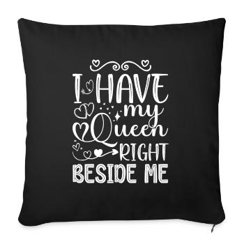 Newly married wedding couple partner look - Sofa pillowcase 17,3'' x 17,3'' (45 x 45 cm) - black - Front