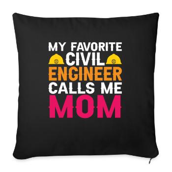 Civil Engineer Bridge Construction Statics Son Mama Engineer - Sofa pillowcase 17,3'' x 17,3'' (45 x 45 cm) - black - Front