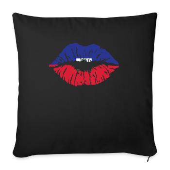 Haïti Heartbeat Flag Vintage Haïti Coeur - Housse de coussin décorative 45 x 45 cm - noir - Devant