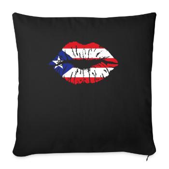 Porto Rico Vintage Flag Heart Caribbean Spanish - Housse de coussin décorative 45 x 45 cm - noir - Devant