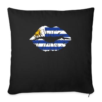 Uruguay Flag Heart Latin America Travel Holidays - Sofa pillowcase 17,3'' x 17,3'' (45 x 45 cm) - black - Front
