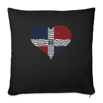 Dominican Republic Heart Flag Flag - Sofa pillowcase 17,3'' x 17,3'' (45 x 45 cm) - black - Front