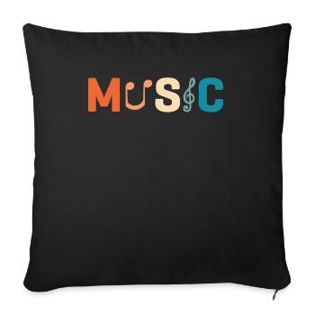 Musicien vinyle Musique rétro Vinyle Vintage Musique Making - Housse de coussin décorative 45 x 45 cm - noir - Devant