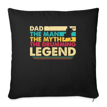 Batteur Père Batteur Batteur Papa - Housse de coussin décorative 45 x 45 cm - noir - Devant