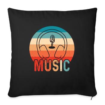 Musicien vinyle Musique rétro Vinyle Vintage Musique Making - Housse de coussin décorative 45 x 45 cm - noir - Devant