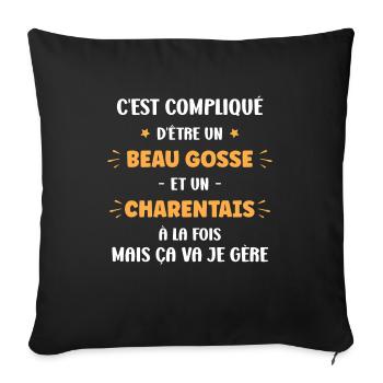 Beau gosse charentais - Housse de coussin décorative 45 x 45 cm - noir - Devant
