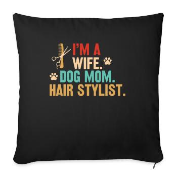 Femme Propriétaire de chien Coiffeur Coiffeur Coiffeur - Housse de coussin décorative 45 x 45 cm - noir - Devant