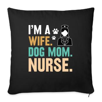 Femme propriétaire de chien infirmière médecine - Housse de coussin décorative 45 x 45 cm - noir - Devant
