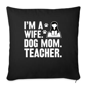 Femme Propriétaire de chien Enseignant École d’enseignement - Housse de coussin décorative 45 x 45 cm - noir - Devant