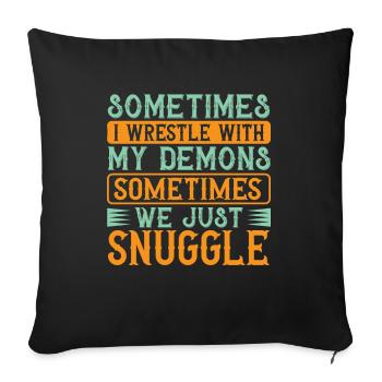 Lutte Lutte Cadeau de lutteur lutteur - Housse de coussin décorative 45 x 45 cm - noir - Devant