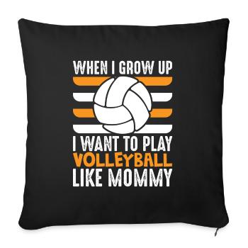 Volleyball Maman Jeu Sports Jeu Mama - Housse de coussin décorative 45 x 45 cm - noir - Devant