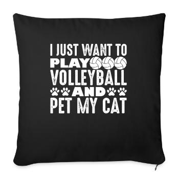 Volleyball Aufschlag Volleyballspieler Katze Mieze - Sofakissenbezug 45 x 45 cm - Schwarz - Vorne